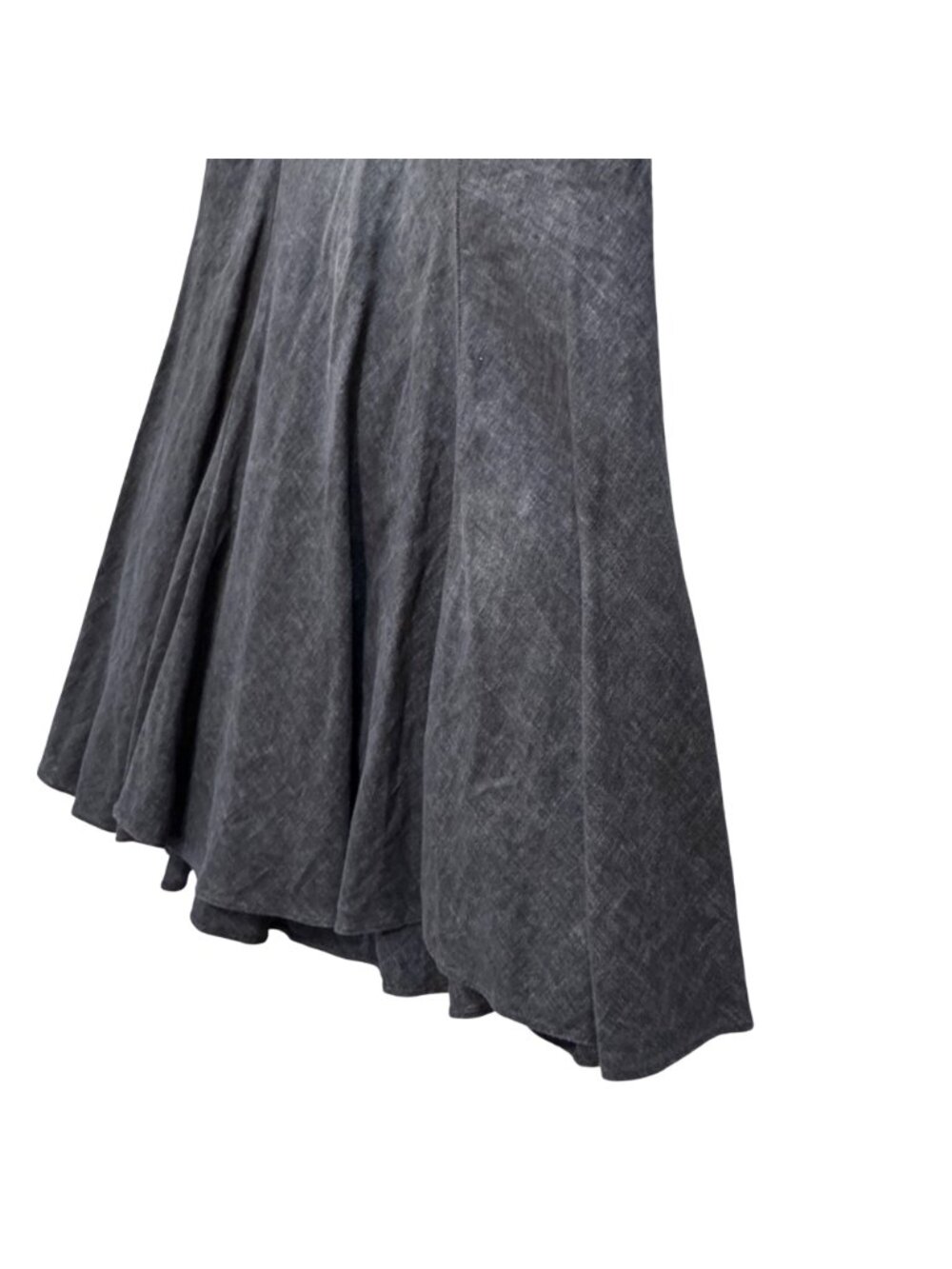 Charcoal Grey A-Line Linen Panel Flare Midi Skirt Size S Lined Side Zip Prairie - Picture 5 of 12